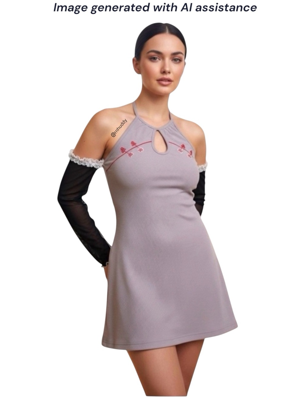 NWT Gang Young Dolls Kill S halter cold shoulder sheer sleeves dress